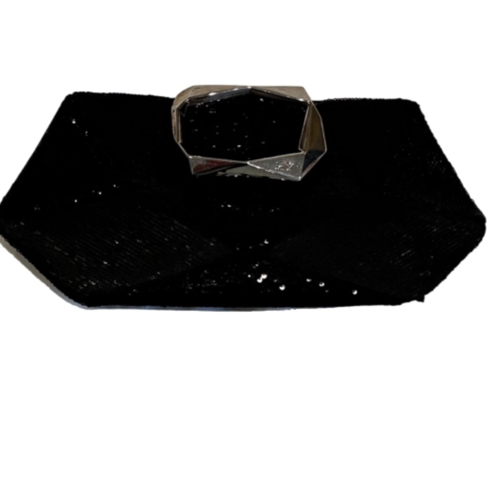 Roger Vivier Black Sequin Evening Clutch Black